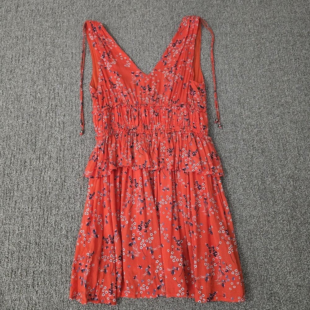 Line & Dot‎ Ditzy Floral Tiered Mini Dress Smocked Ruffle Boho Size S
